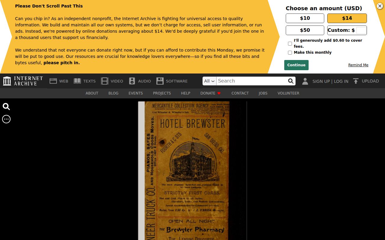 Coronado city directory page from the 1892-93 local directory collection