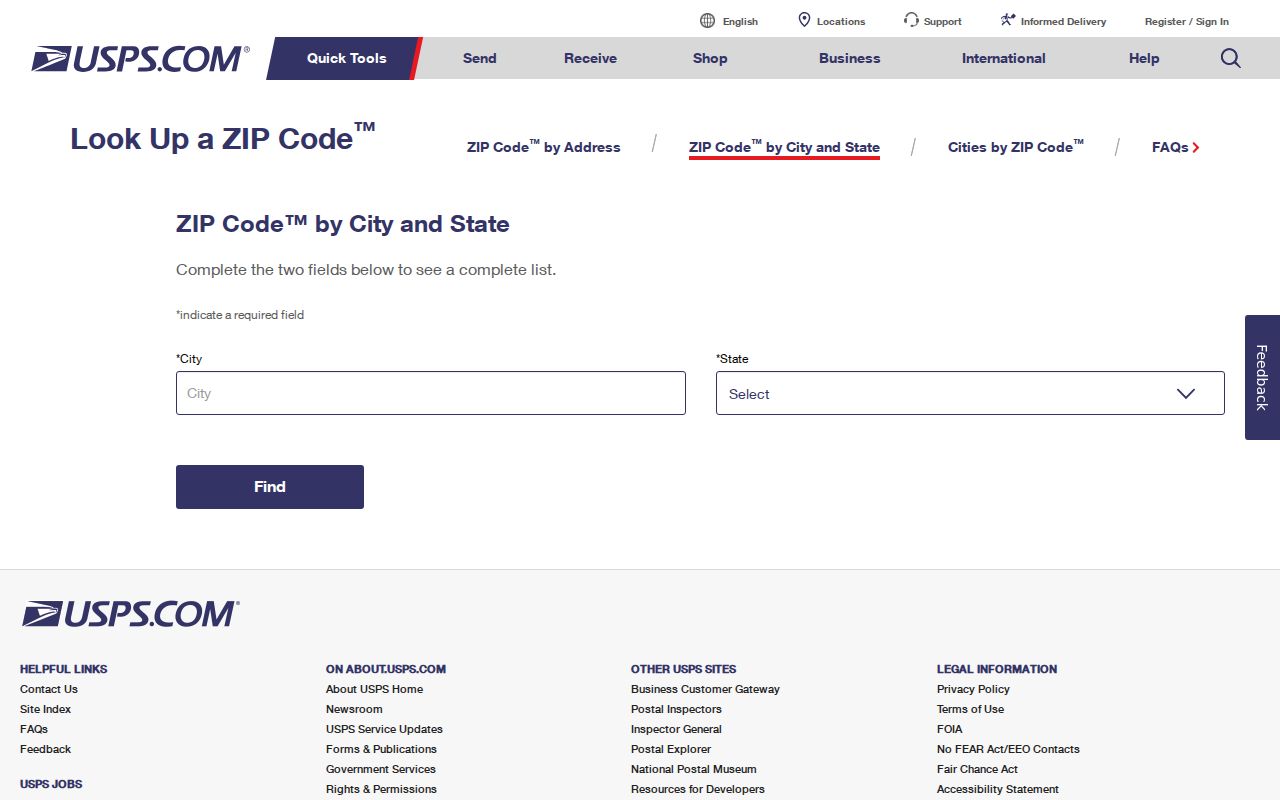 Coronado ZIP code lookup view of the USPS postal search